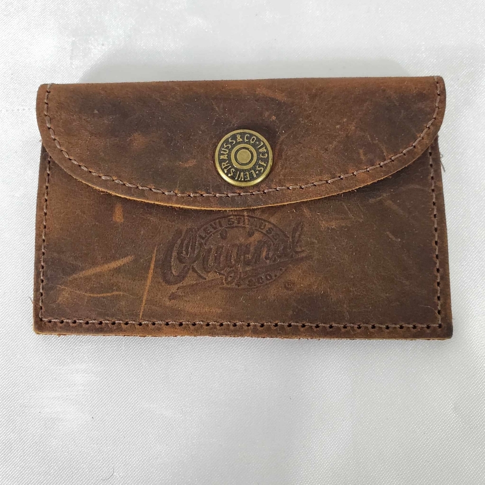 Levi's Handmade Crazy Horse Leather Credit Card Cash Coin ID Keeper Wallet